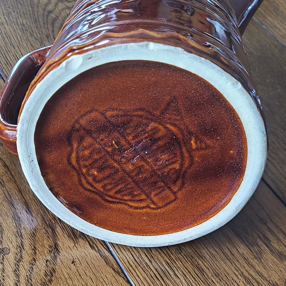 Vintage Marcrest daisy and dot brown glazed pitcher 6